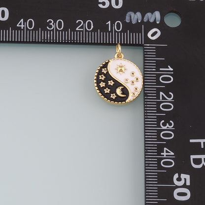 Gold Moon Charms,18K Gold Filled Sun Pendant,Enamel Celestial Charm Bracelet Necklace for DIY Jewelry Making Supply