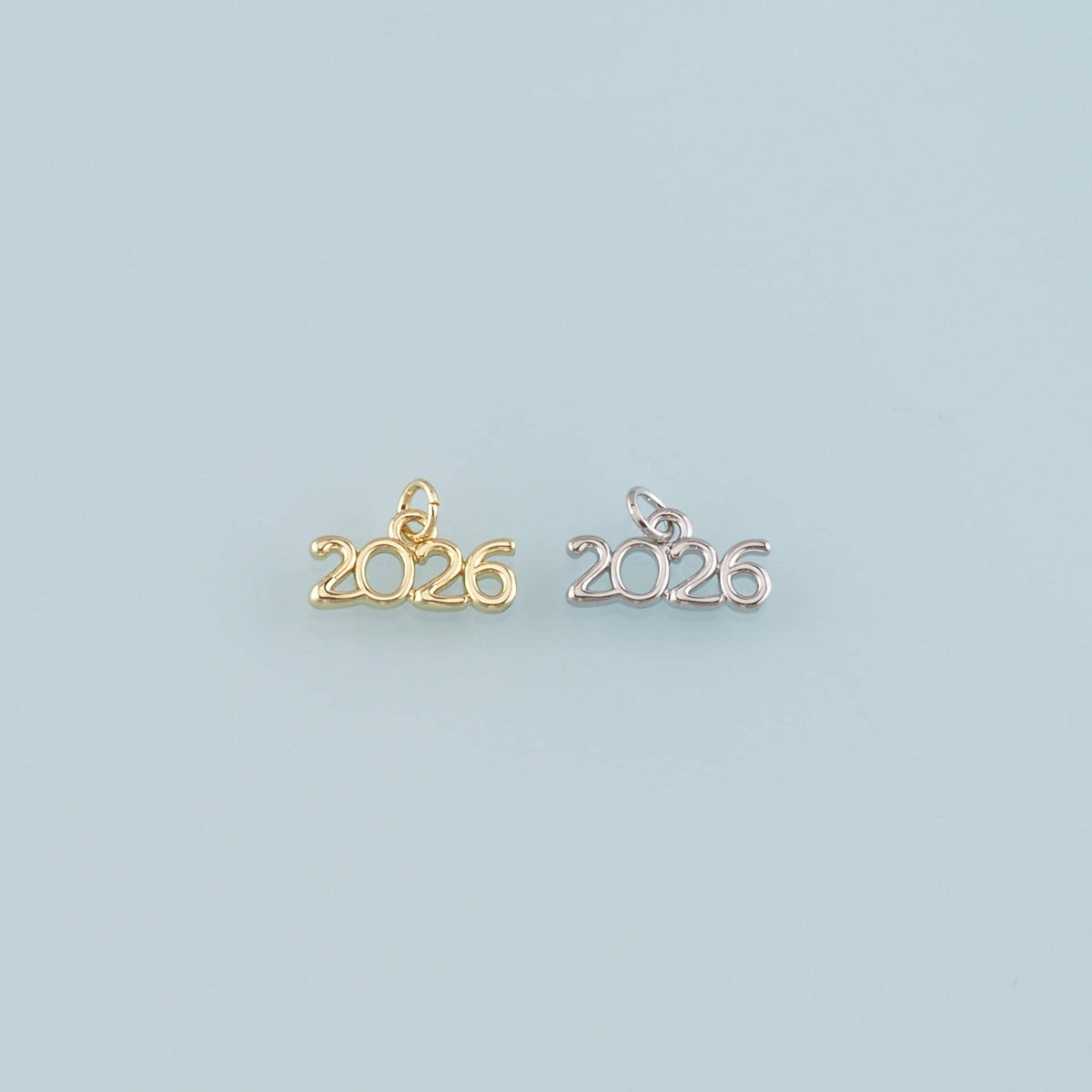 18K Gold Filled Year 2026 Pendant,Dainty Number Charm Bracelet Necklace for DIY Jewelry Making Supply
