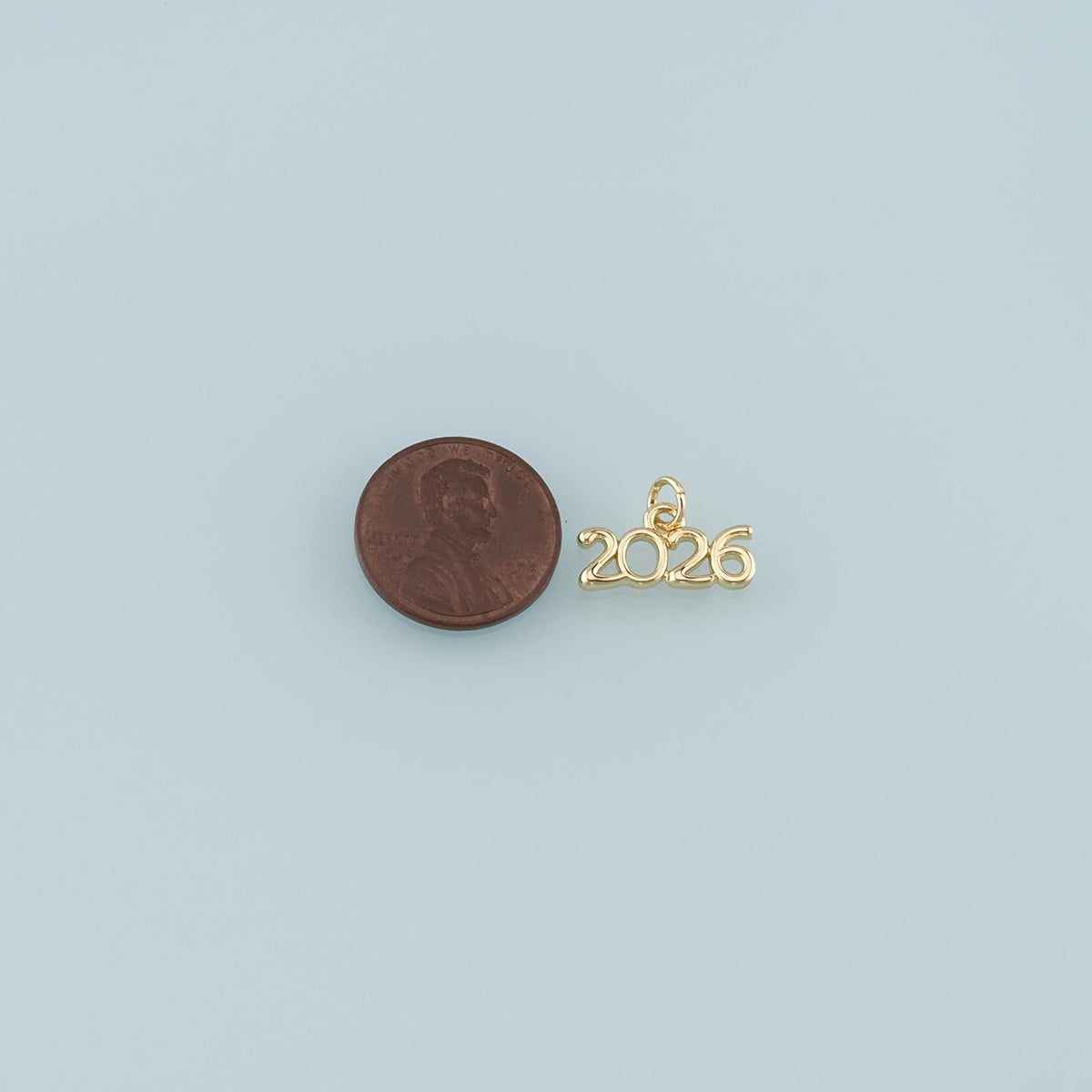 18K Gold Filled Year 2026 Pendant,Dainty Number Charm Bracelet Necklace for DIY Jewelry Making Supply
