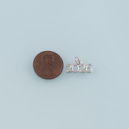 18K Gold Filled Year 2026 Pendant,Dainty Number Charm Bracelet Necklace for DIY Jewelry Making Supply