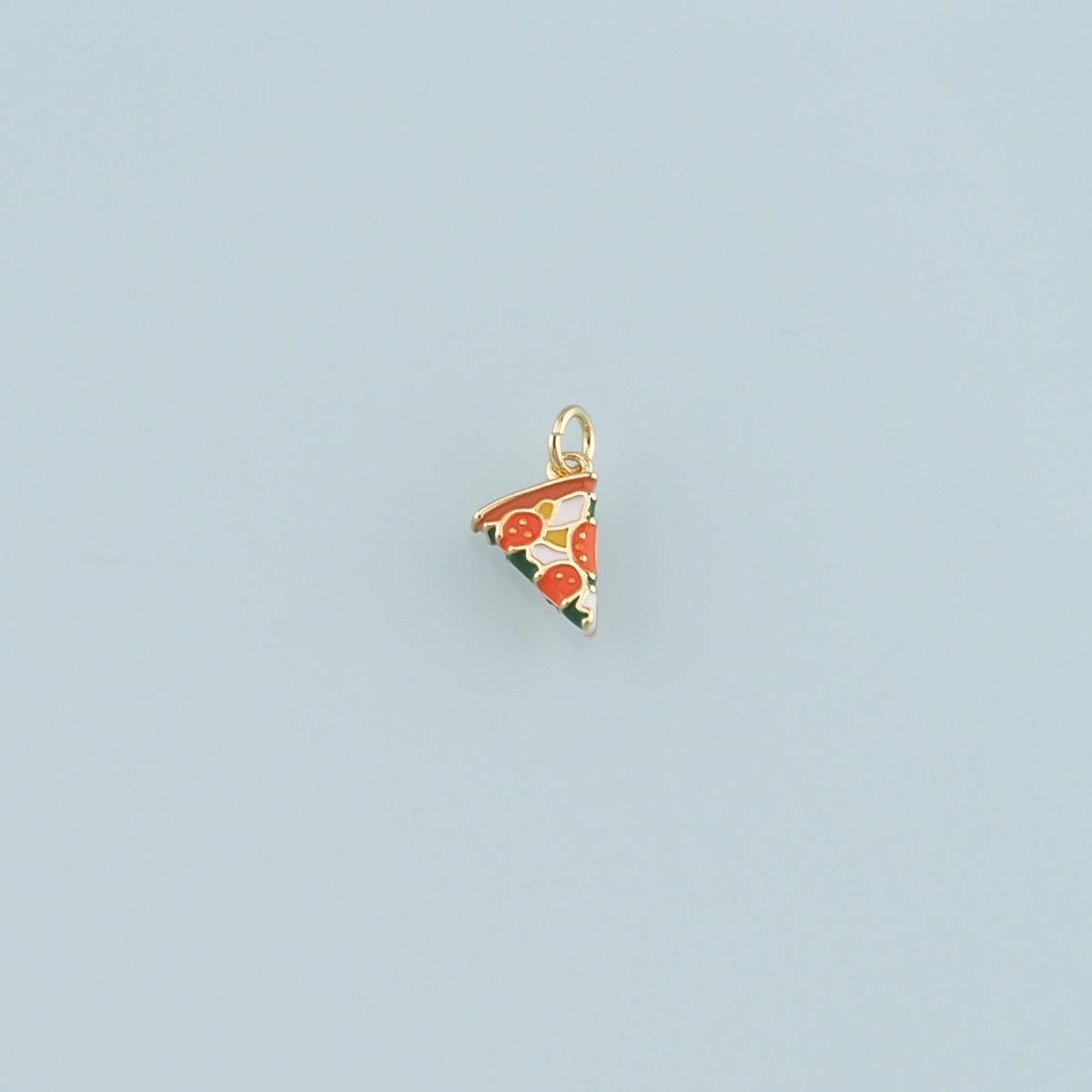 Gold Pizza Charms,18K Gold Filled Pizza Pendant,Enamel Gourmet Food Charm Bracelet Necklace for DIY Jewelry Making Supply