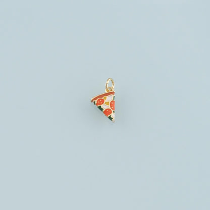 Gold Pizza Charms,18K Gold Filled Pizza Pendant,Enamel Gourmet Food Charm Bracelet Necklace for DIY Jewelry Making Supply