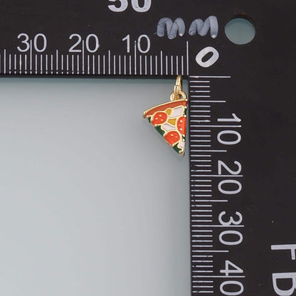 Gold Pizza Charms,18K Gold Filled Pizza Pendant,Enamel Gourmet Food Charm Bracelet Necklace for DIY Jewelry Making Supply