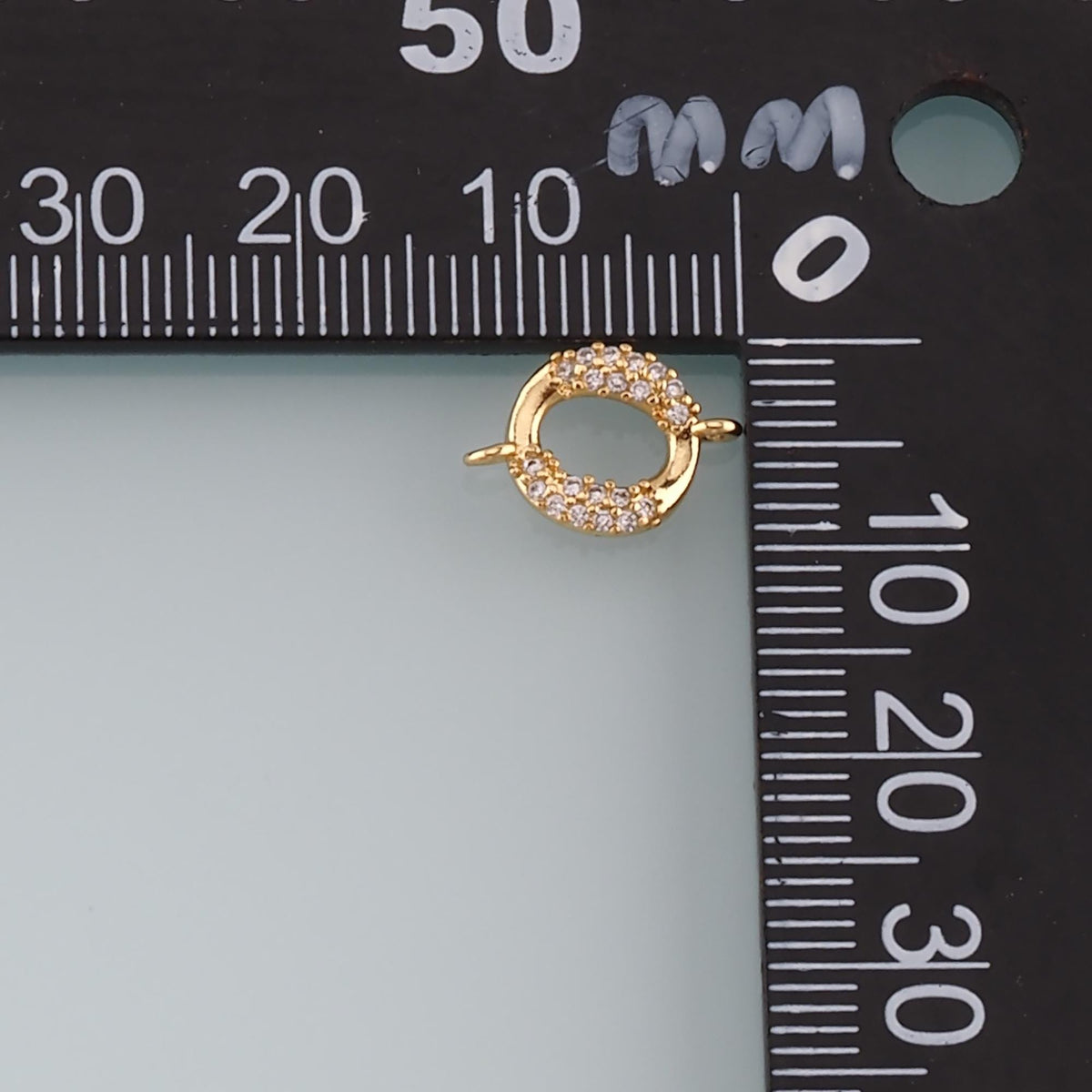 18K Gold Filled Cubic Zirconia Round Connector for Jewelry Making