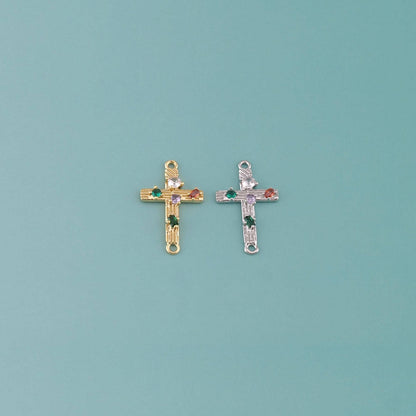 18K Gold Filled Cross CZ Charm Pendant for Jewelry Making