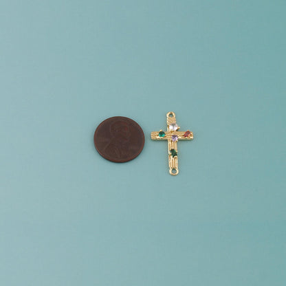 18K Gold Filled Cross CZ Charm Pendant for Jewelry Making