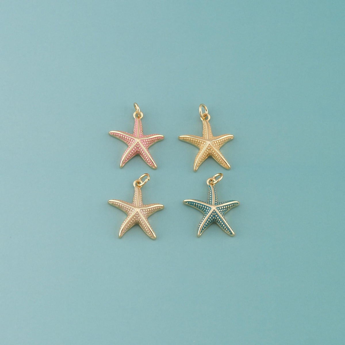 Gold Starfish Charms,18K Gold Filled Sea Star Pendant,Enamel Starfish Charm Bracelet Necklace for DIY Jewelry Making Supply