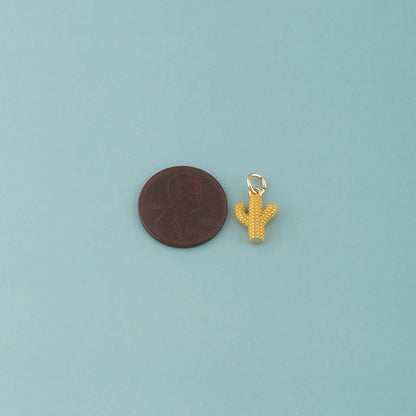 Gold Cactus Charms,18K Gold Filled Cactus Pendant,Enamel Desert Charm Bracelet Necklace for DIY Jewelry Making Supply