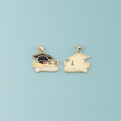 18K Gold Filled Hand Enamel Charm Pendant for Jewelry Making