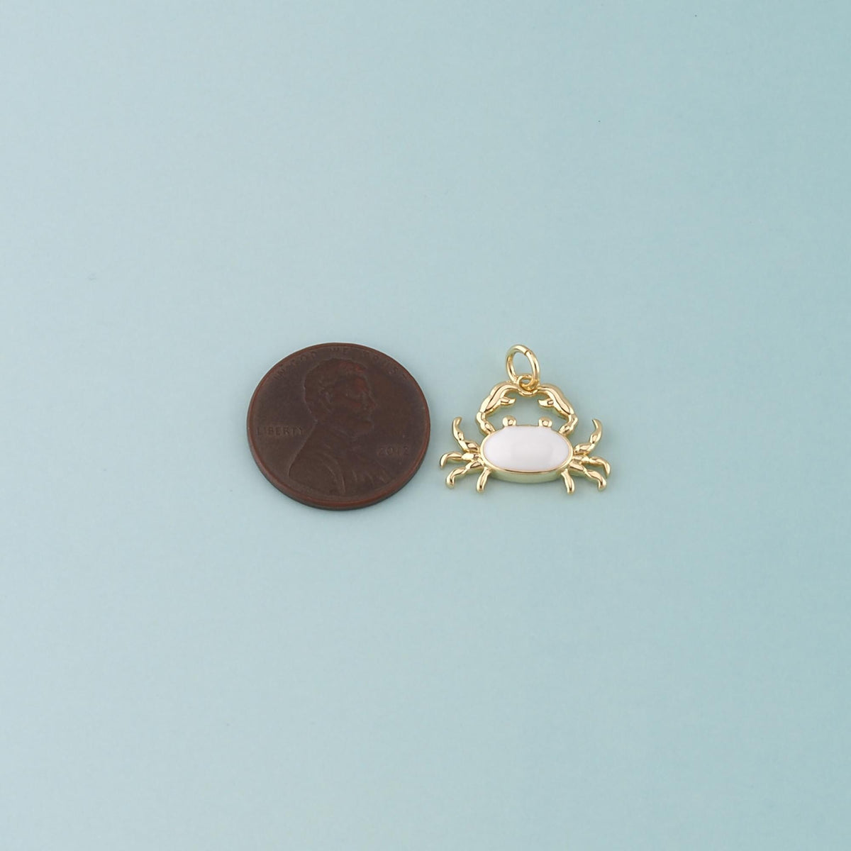 Gold Marine Life Charms,18K Gold Filled Crab Pendant,Enamel Crab Charms Bracelet Necklace for DIY Jewelry Making Supply