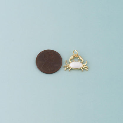 Gold Marine Life Charms,18K Gold Filled Crab Pendant,Enamel Crab Charms Bracelet Necklace for DIY Jewelry Making Supply