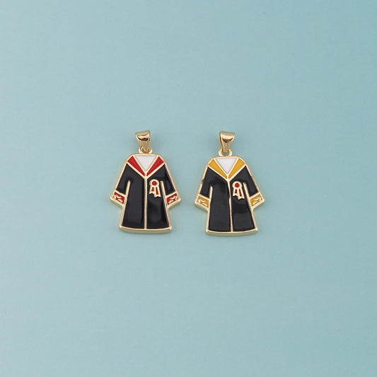 18K Gold Filled Bachelor Uniform Pendant,Enamel Graduation Charm Bracelet Necklace for DIY Jewelry Making Supply