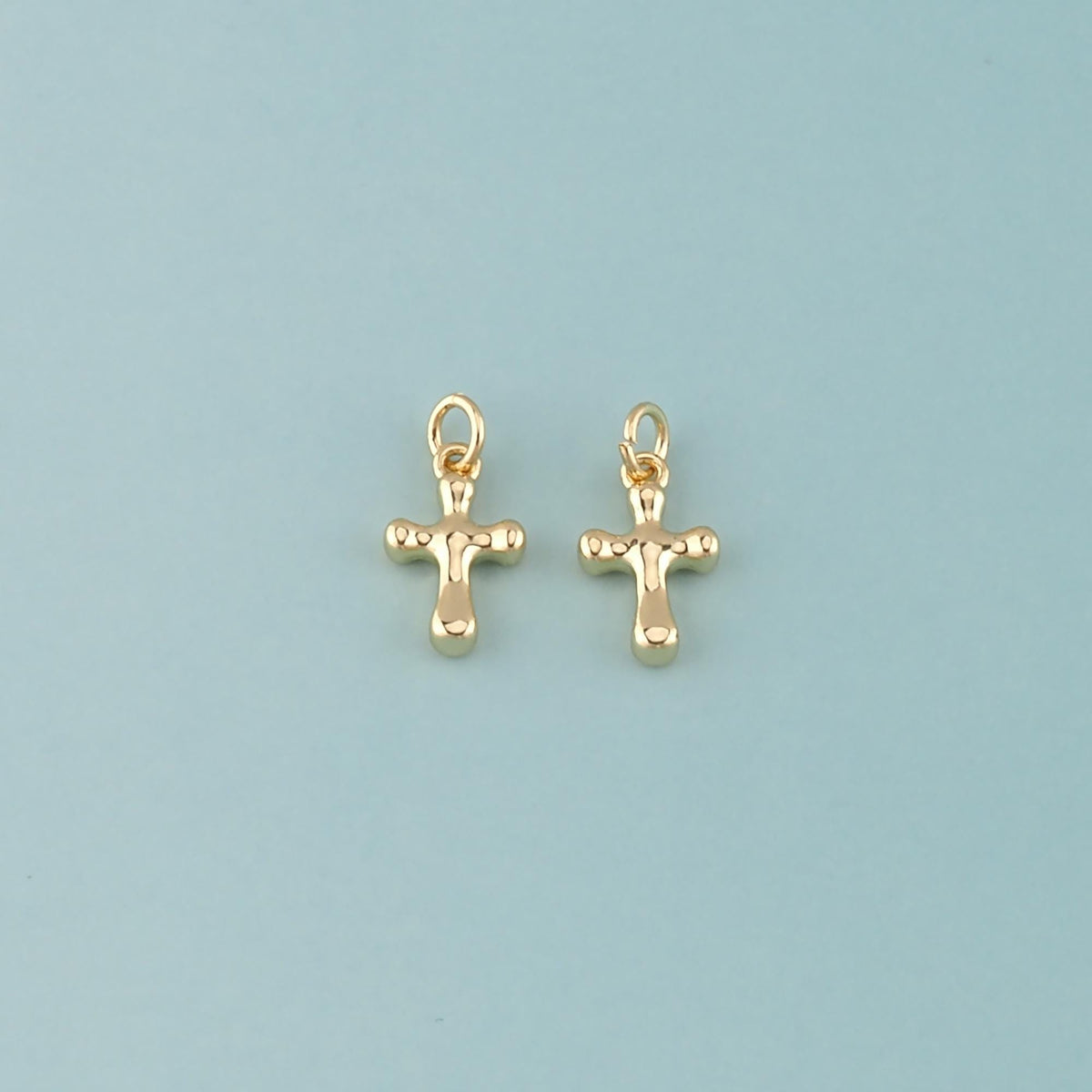 Gold Cross Charms,18K Gold Filled Cross Pendant,Religion Charm Bracelet Necklace for DIY Jewelry Making Supply