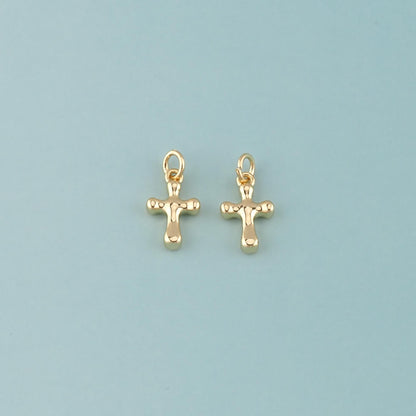 Gold Cross Charms,18K Gold Filled Cross Pendant,Religion Charm Bracelet Necklace for DIY Jewelry Making Supply