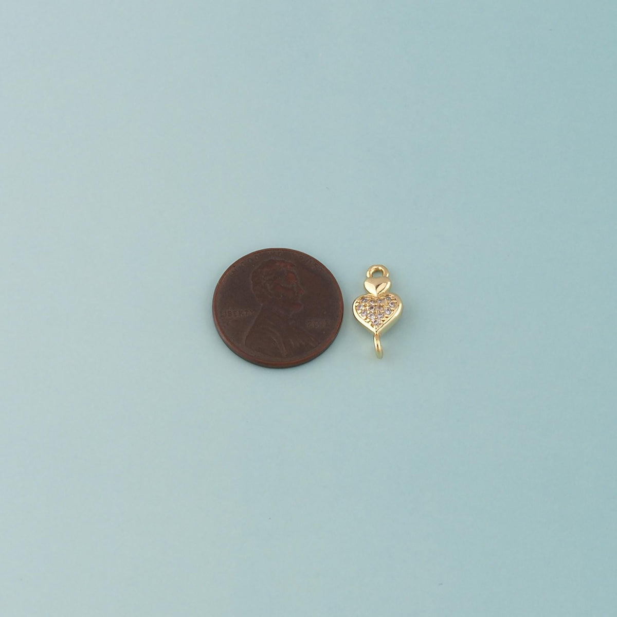 18K Gold Filled Heart CZ Charm Pendant for Jewelry Making