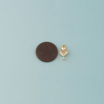 18K Gold Filled Heart CZ Charm Pendant for Jewelry Making