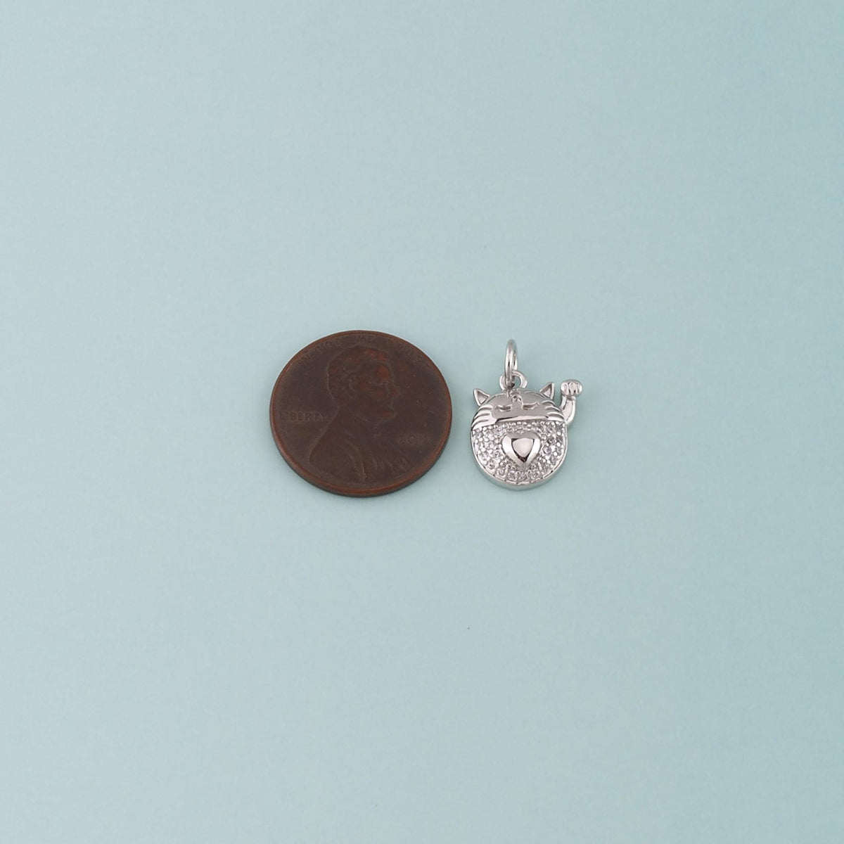 18K Gold Filled Lucky Cat Pendant,CZ Micro Pave Lucky Cat Charm Bracelet Necklace for DIY Jewelry Making Supply