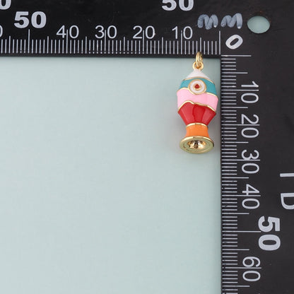 Gold Fish Charms,18K Gold Filled Fish Pendant,Enamel Ocean Charm Bracelet Necklace for DIY Jewelry Making Supply