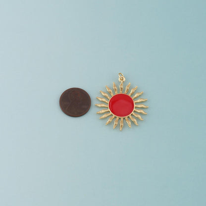 Gold Sun Charms,18K Gold Filled Sun Pendant,Enamel Celestial Charm Bracelet Necklace for DIY Jewelry Making Supply