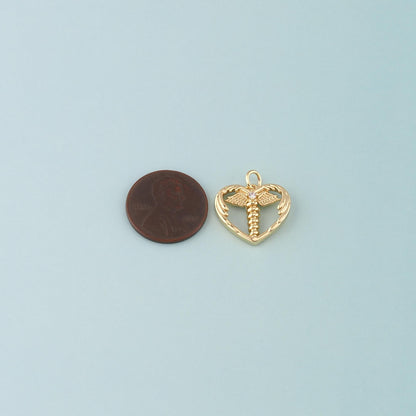 18K Gold Filled Heart CZ Charm Pendant for Jewelry Making