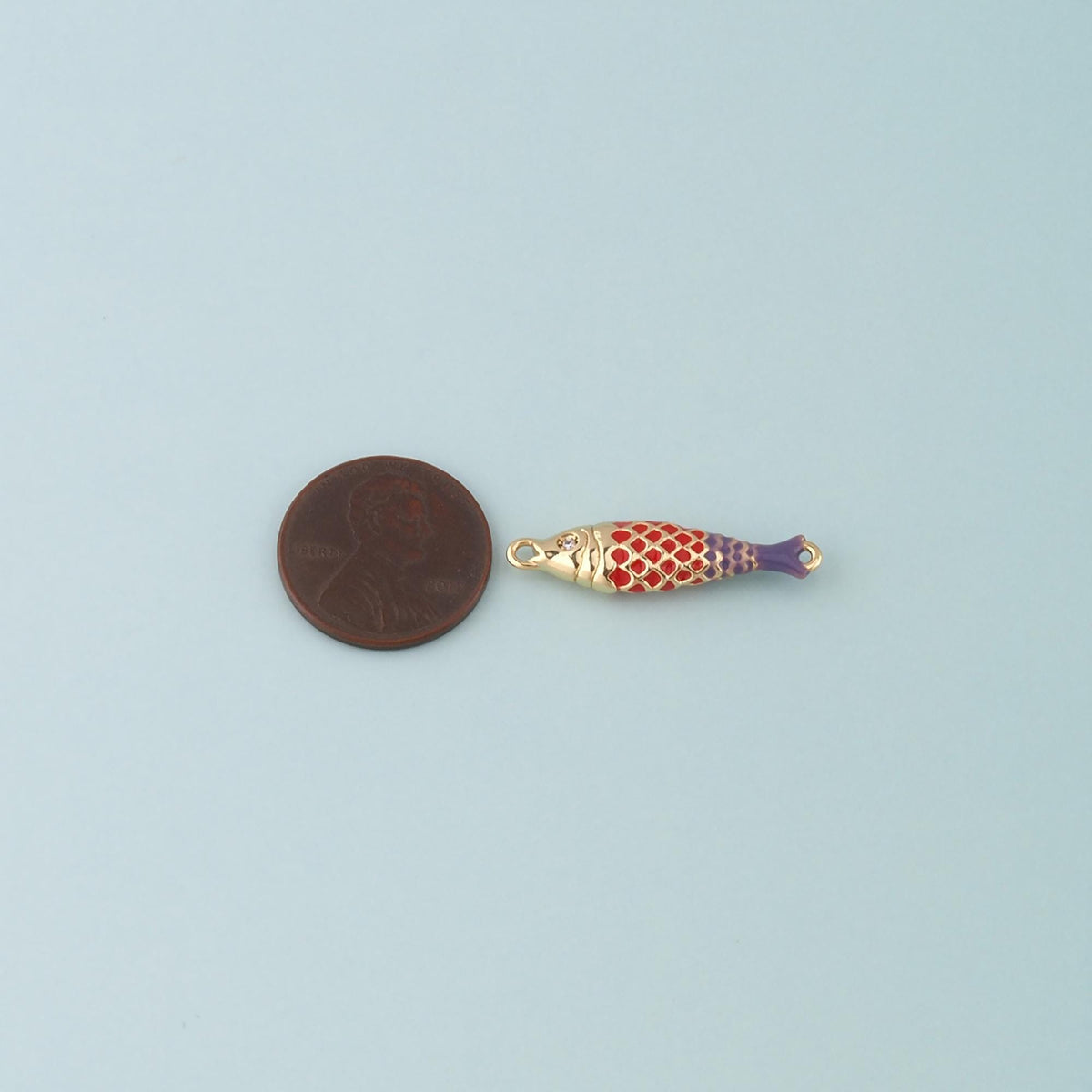 Gold Fish Connector,18K Gold Filled Fish Pendant,Enamel Ocean Charm Bracelet Necklace for DIY Jewelry Making Supply