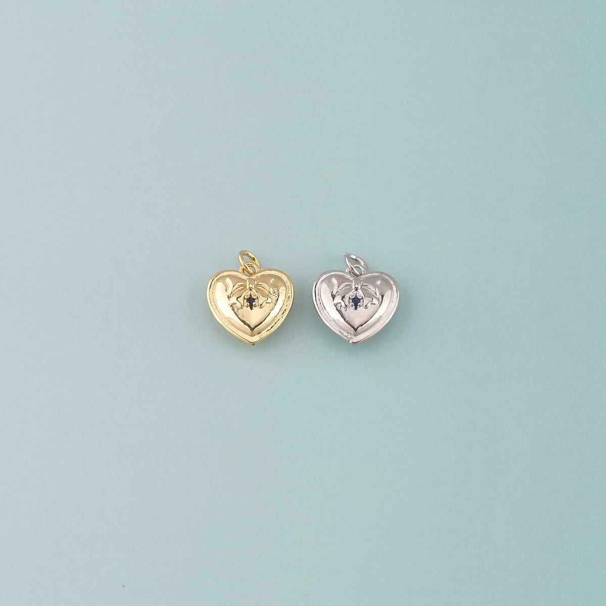 18K Gold Filled Heart CZ Charm Pendant for Jewelry Making