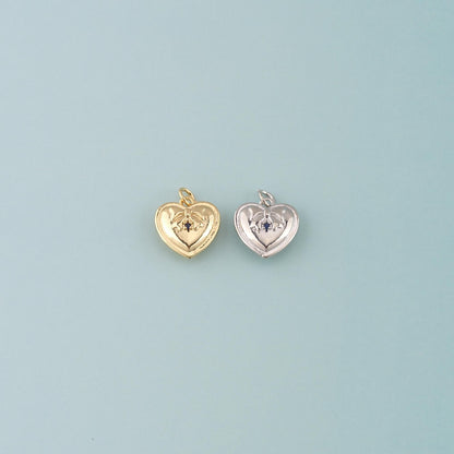 18K Gold Filled Heart CZ Charm Pendant for Jewelry Making