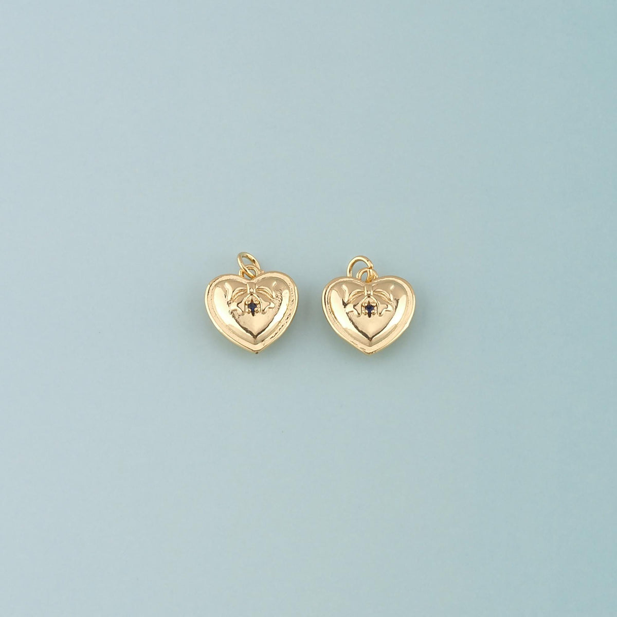 18K Gold Filled Heart CZ Charm Pendant for Jewelry Making