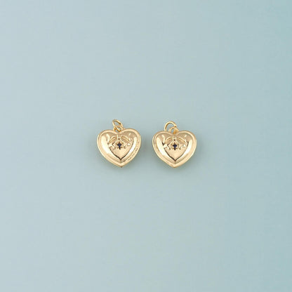 18K Gold Filled Heart CZ Charm Pendant for Jewelry Making