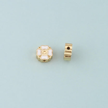 18K Gold Filled Flower Enamel Charm Pendant for Jewelry Making