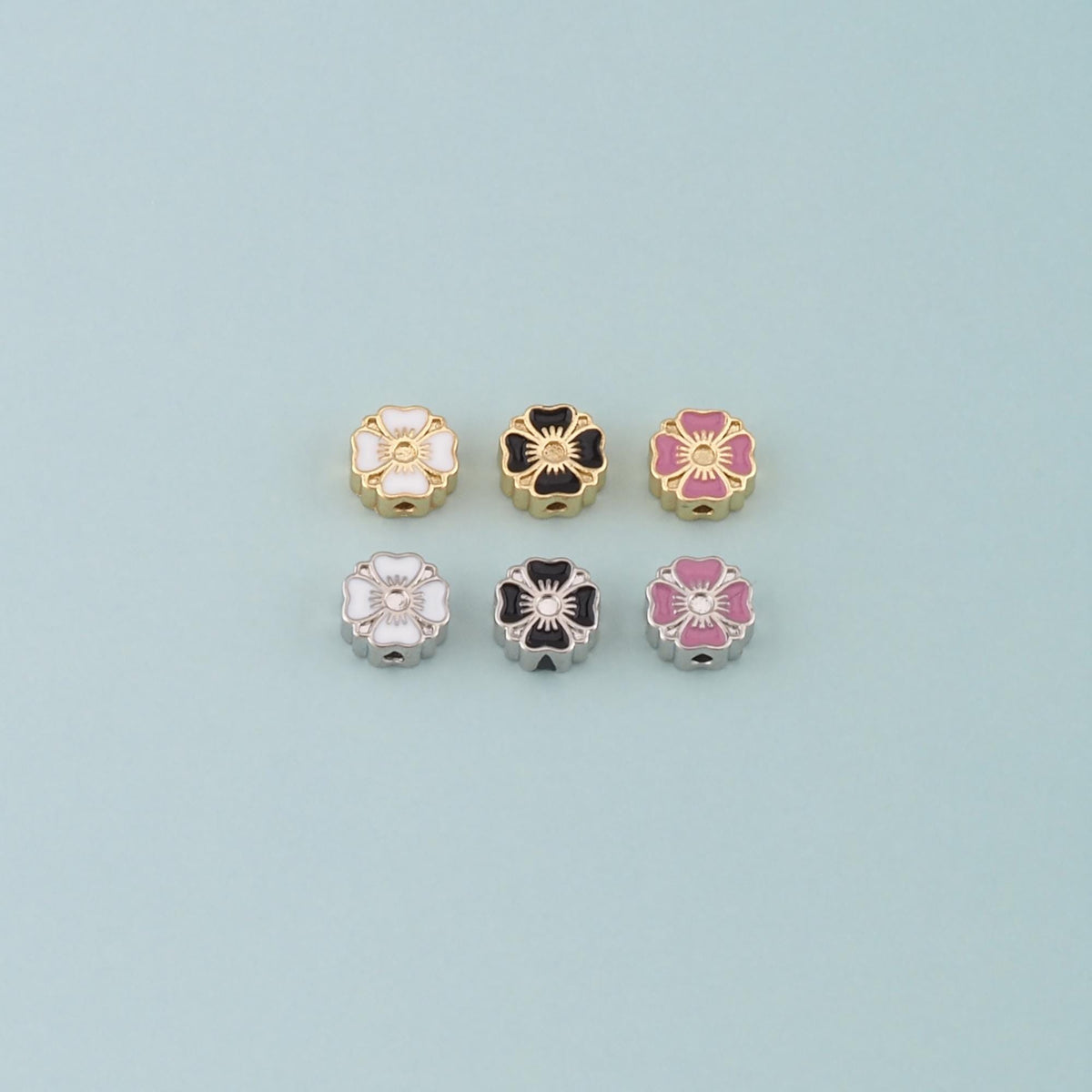 18K Gold Filled Flower Enamel Charm Pendant for Jewelry Making