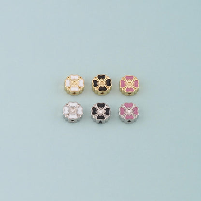 18K Gold Filled Flower Enamel Charm Pendant for Jewelry Making