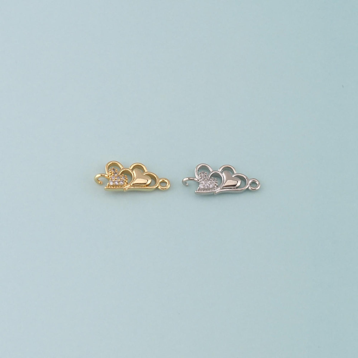 18K Gold Filled Heart CZ Charm Pendant for Jewelry Making