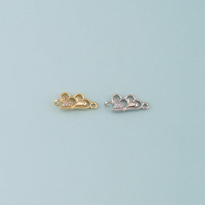 18K Gold Filled Heart CZ Charm Pendant for Jewelry Making