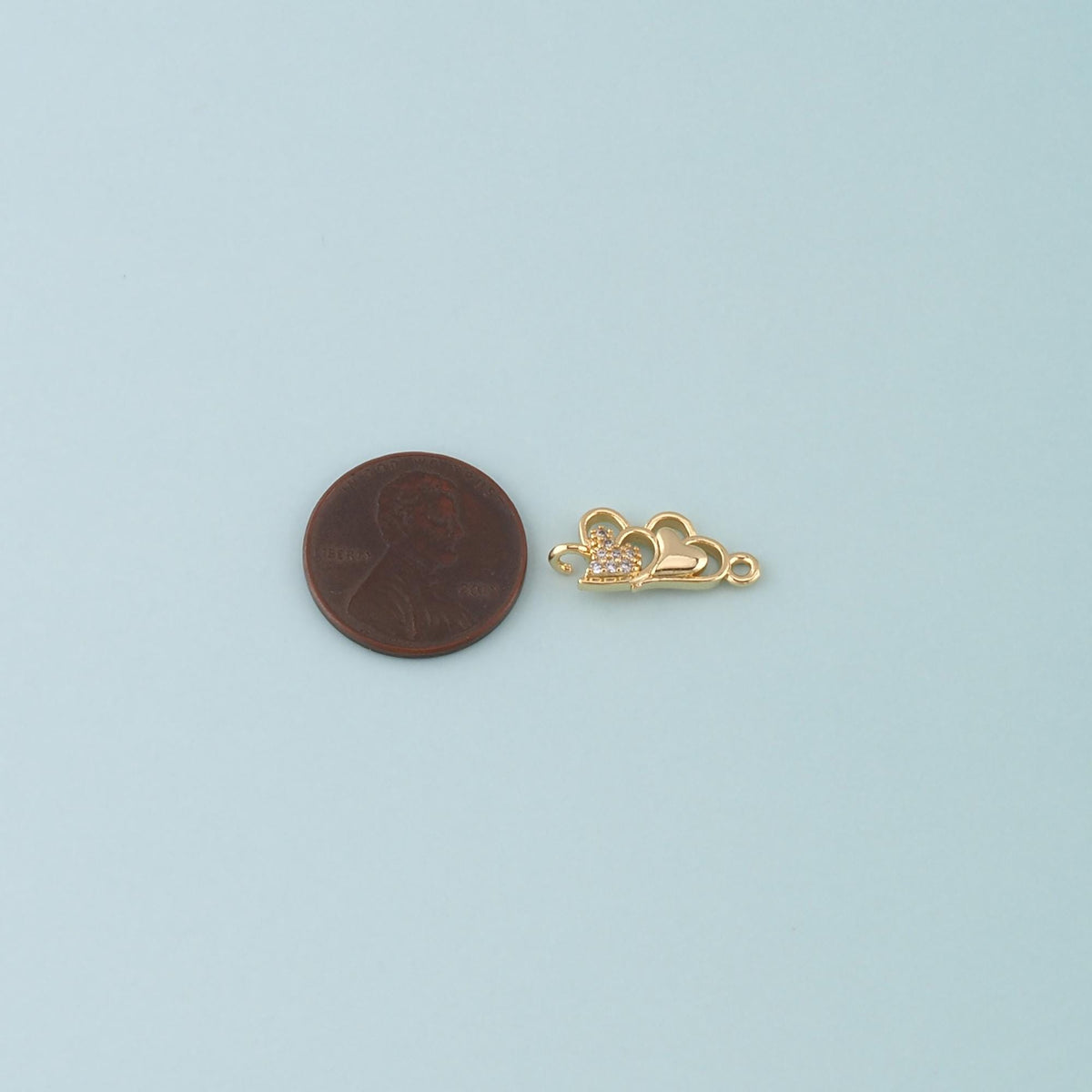 18K Gold Filled Heart CZ Charm Pendant for Jewelry Making