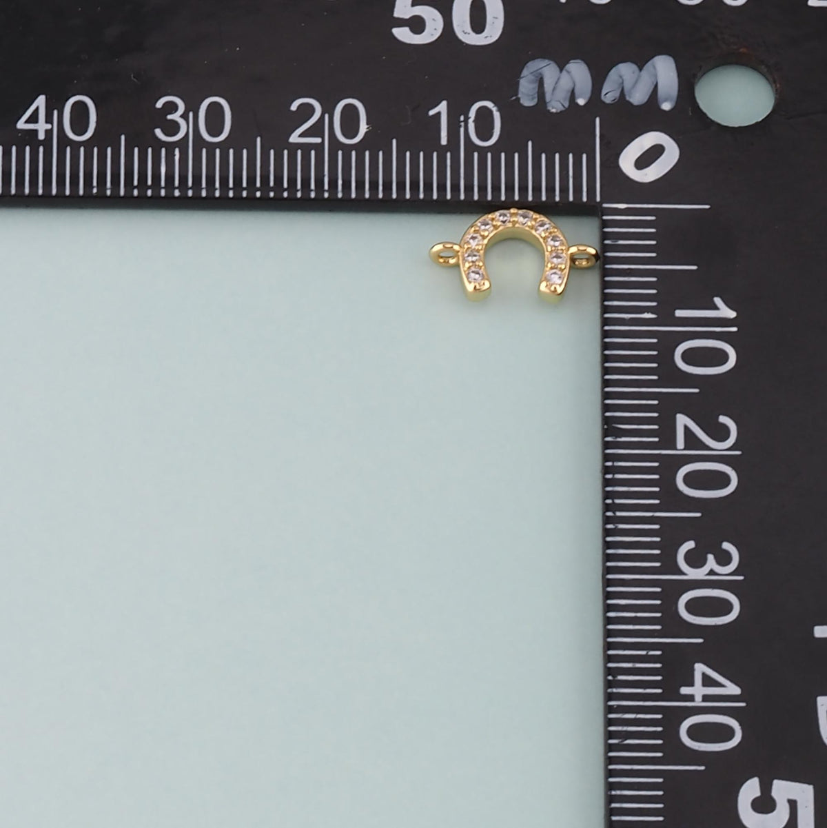 18K Gold Filled Cubic Zirconia Horseshoe Connector for Jewelry Making