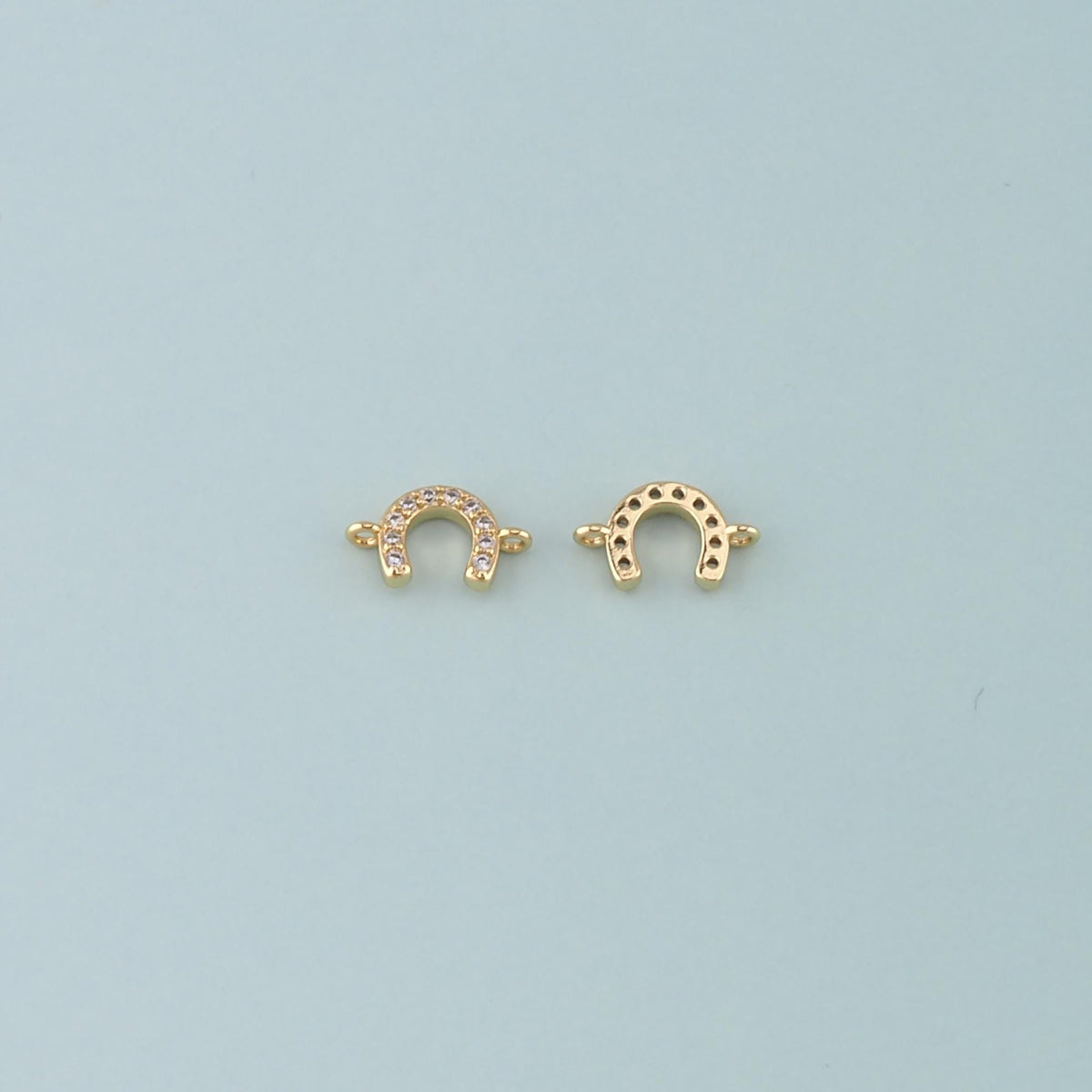 18K Gold Filled Cubic Zirconia Horseshoe Connector for Jewelry Making