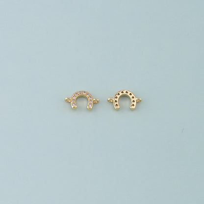 18K Gold Filled Cubic Zirconia Horseshoe Connector for Jewelry Making