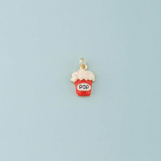 18K Gold Filled Popcorn Pendant,Enamel Popcorn Charm Bracelet Necklace for DIY Jewelry Making Supply