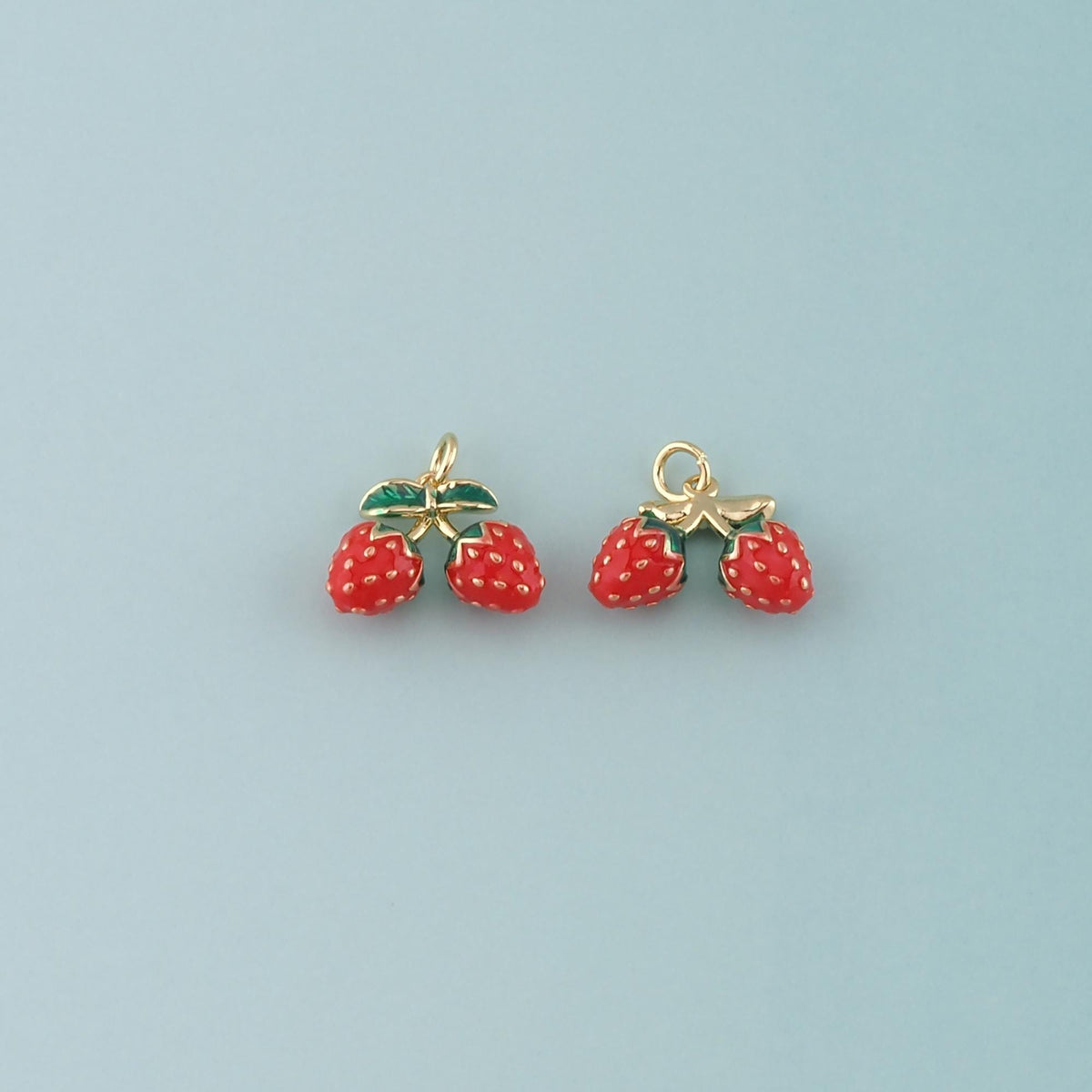 Gold Strawberry Charms,18K Gold Filled Strawberry Pendant,Enamel Fruit Charm Bracelet Necklace for DIY Jewelry Making Supply