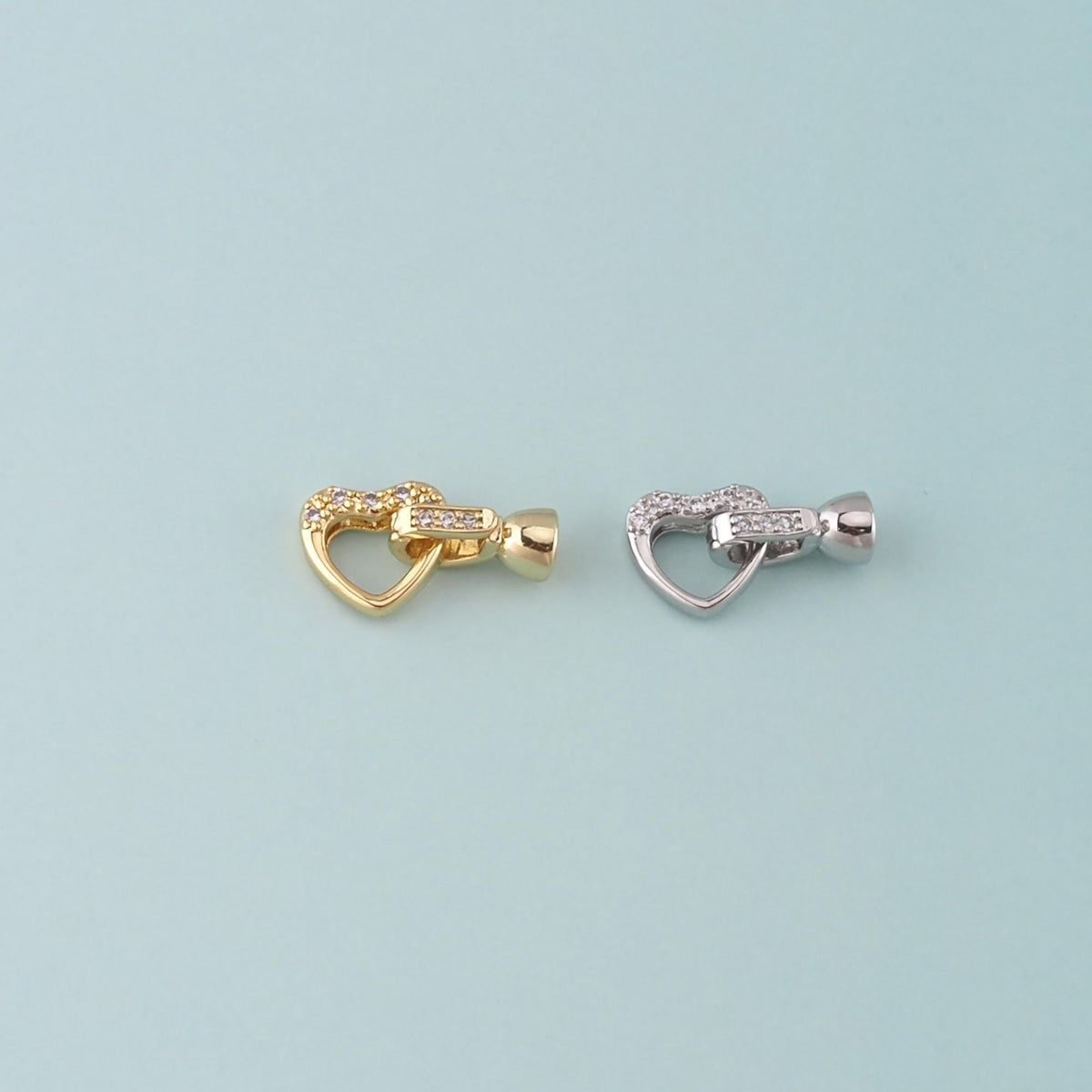 18K Gold Filled Heart Clasp,Carabiner Lock Connector for DIY Jewelry Finding Necklace Bracelet