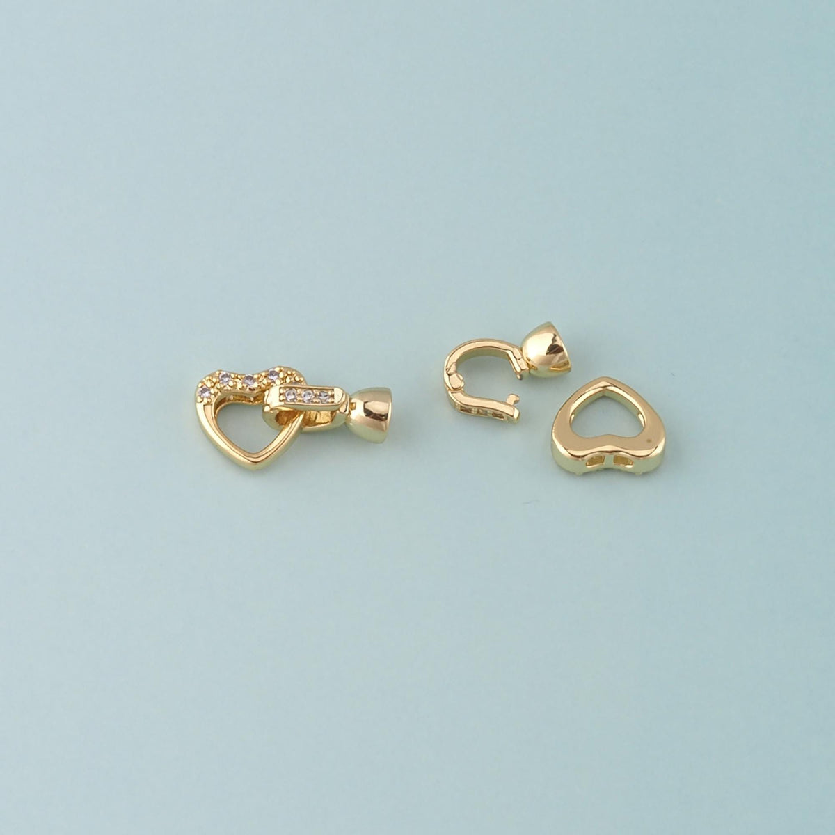 18K Gold Filled Heart Clasp,Carabiner Lock Connector for DIY Jewelry Finding Necklace Bracelet
