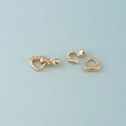 18K Gold Filled Heart Clasp,Carabiner Lock Connector for DIY Jewelry Finding Necklace Bracelet