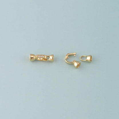 18k Gold Filled Interlocking Clasp,Connector End Cap Clasp for DIY Jewelry Finding Necklace Bracelet