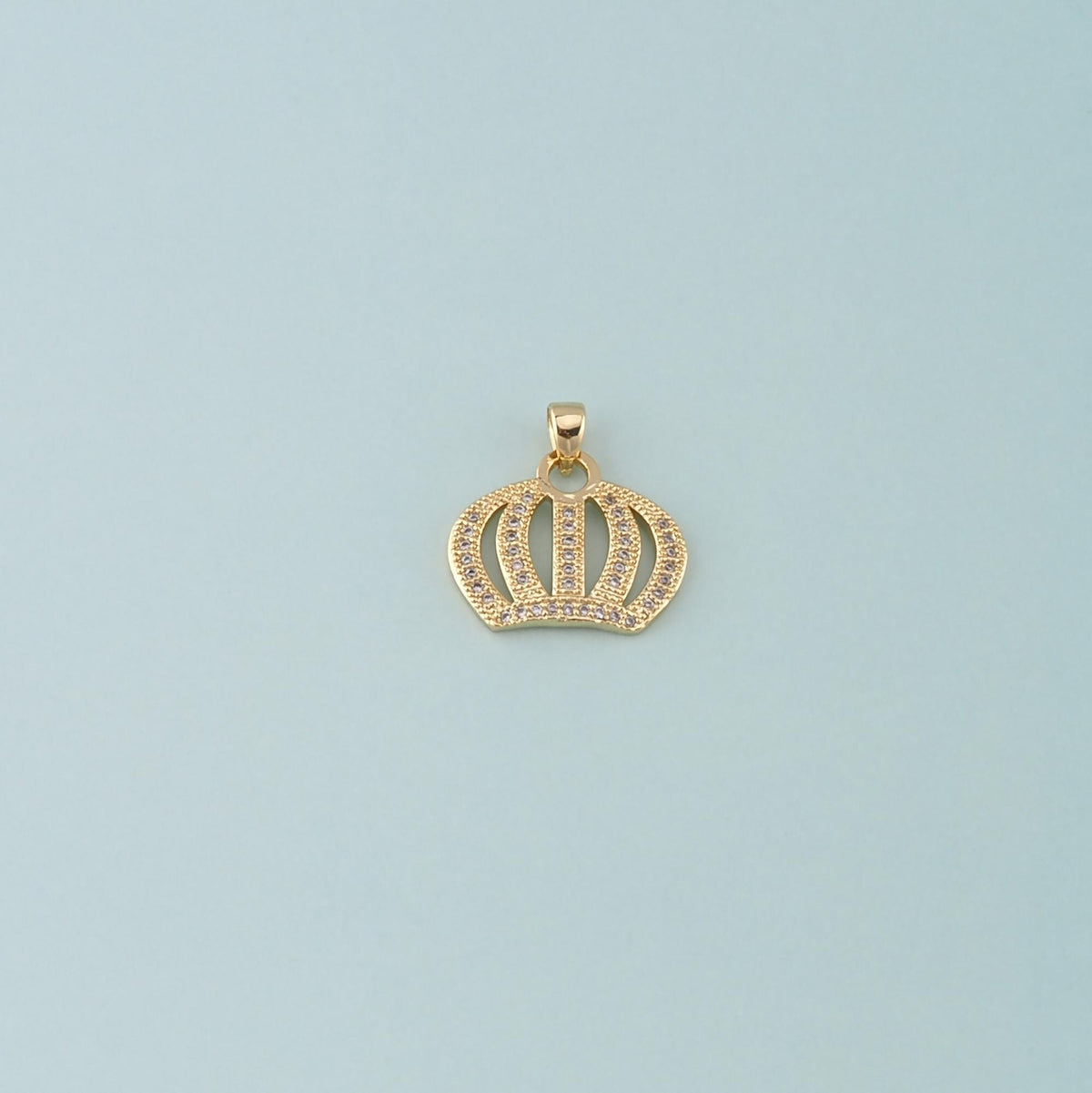 18K Gold Filled Crown Pendant,CZ Micro Pave Crown Charm Bracelet Necklace for DIY Jewelry Making Supply
