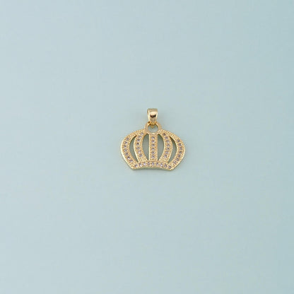 18K Gold Filled Crown Pendant,CZ Micro Pave Crown Charm Bracelet Necklace for DIY Jewelry Making Supply