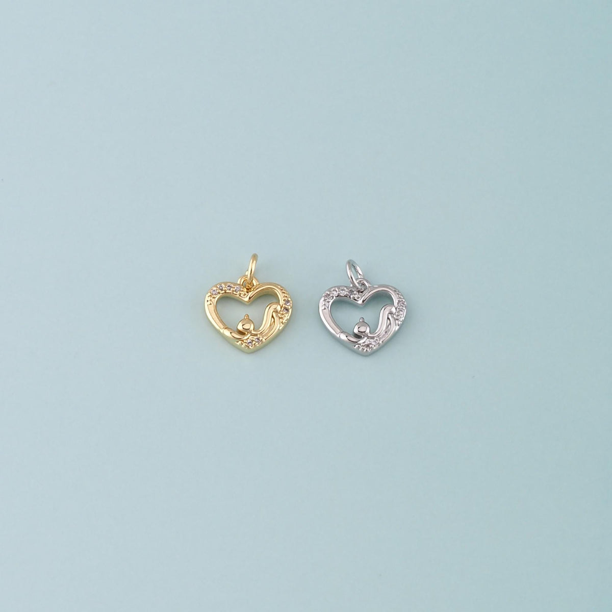 18K Gold Filled Heart CZ Charm Pendant for Jewelry Making