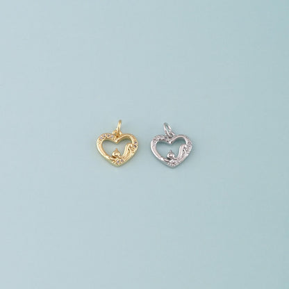 18K Gold Filled Heart CZ Charm Pendant for Jewelry Making