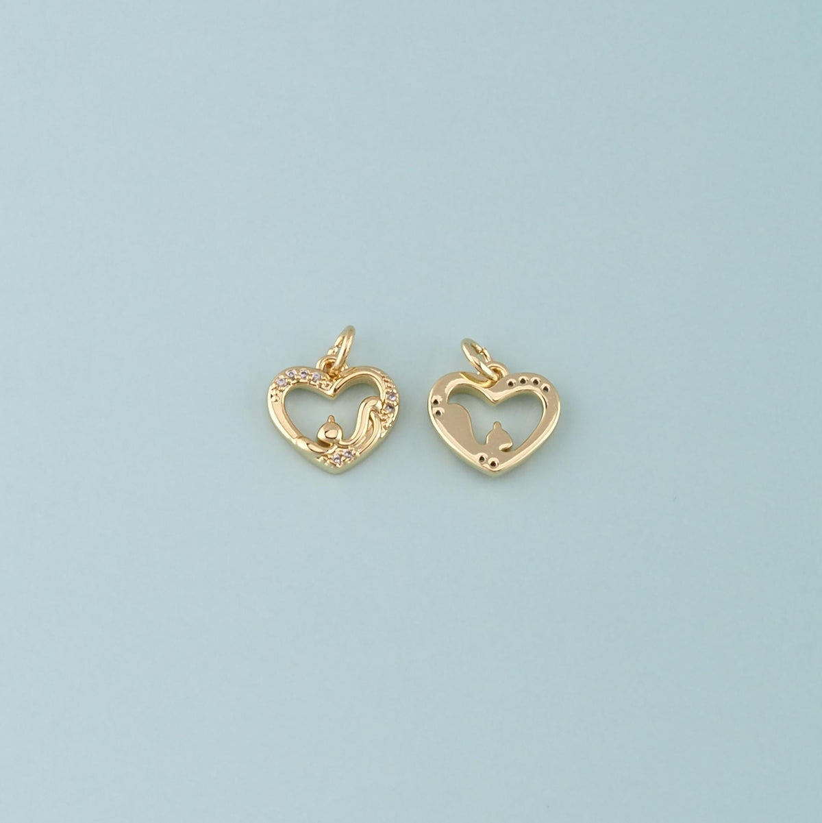 18K Gold Filled Heart CZ Charm Pendant for Jewelry Making