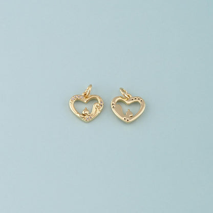 18K Gold Filled Heart CZ Charm Pendant for Jewelry Making